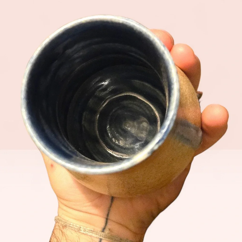 Settle Ceramics Tan Drip‎ Stoneware Mug Vase USA Handmade Studio Pottery Austin